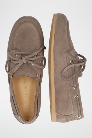 Chaussures bateau en nubuck Olga - Beige foncé