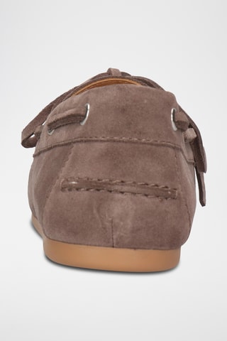 Chaussures bateau en nubuck Olga - Beige foncé