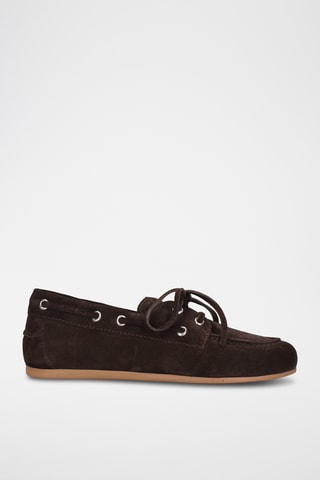 Chaussures bateau en nubuck Olga - Marron foncé