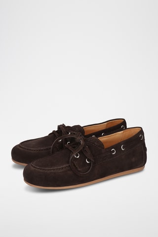 Chaussures bateau en nubuck Olga - Marron foncé