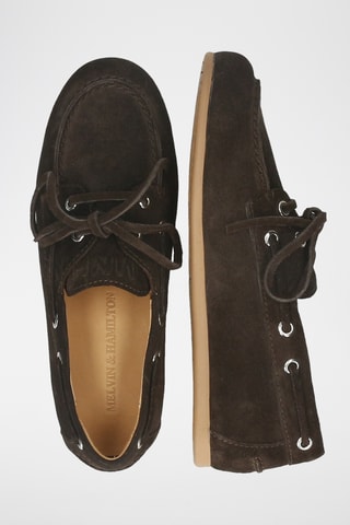 Chaussures bateau en nubuck Olga - Marron foncé