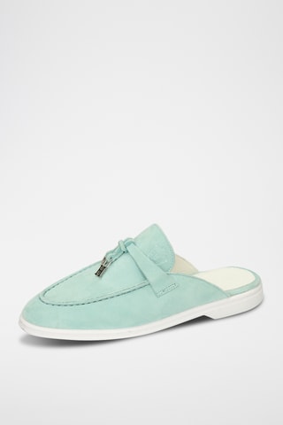 Mules en cuir de chèvre nubuck Adley - Vert d’eau