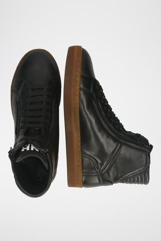 Baskets montantes en cuir de mouton Alfie - Noir