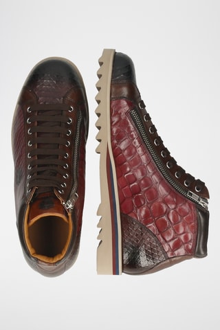 Baskets montantes en cuir Hadrian - Marron et rouge