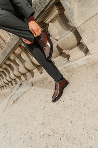 Derbys en croûte de cuir Winston - Bordeaux