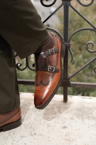 Derbys à boucle en cuir verni Lawrence - Marron