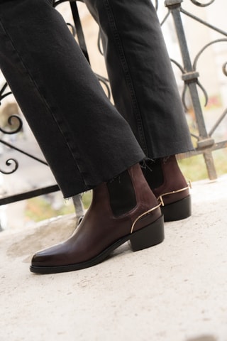 Bottines Chelsea en croûte de cuir Rylee - Marron
