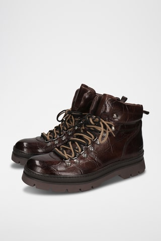 Boots en croûte de cuir verni Jaden - Marron