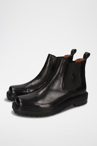 Bottines Chelsea en croûte de cuir verni Basil - Noir