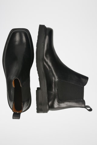 Bottines Chelsea en croûte de cuir verni Basil - Noir