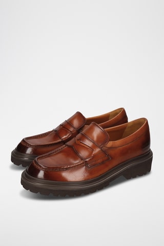 Mocassins en croûte de cuir verni Matteo - Marron