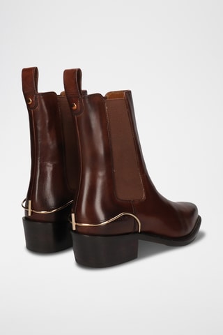 Bottines Chelsea en croûte de cuir Rylee - Marron