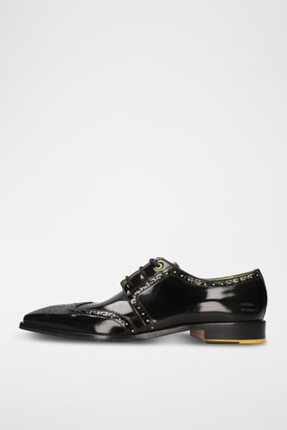 Derbys en cuir verni Elvis - Noir et vert clair