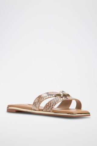 Mules Kharine - Marron clair et écru