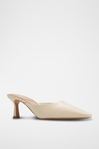 Mules à talons en cuir Goldenlight - Crème