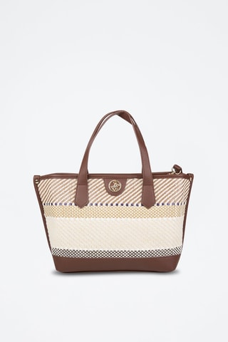 Bolso shopper - Marrón y crema