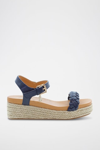 Sandalias de cuña Astrid - Azul y beige