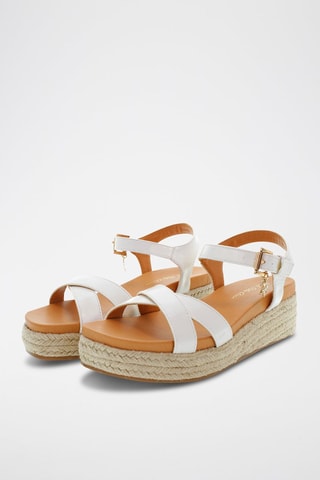 Sandalias de cuña Astrid - Blanco y beige