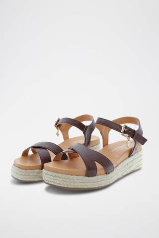 Sandalias de cuña Astrid - Marrón y beige