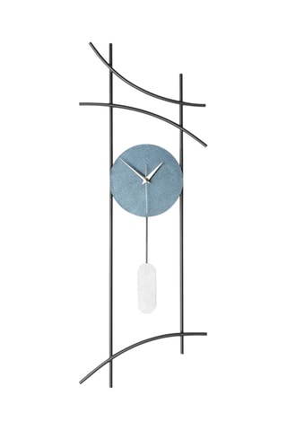 Horloge murale -  75 x 30 cm - Bleu et gris