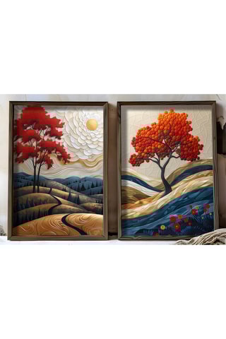 2 peintures décoratives encadrées en MDF Sandrine - 50 x 70 cm