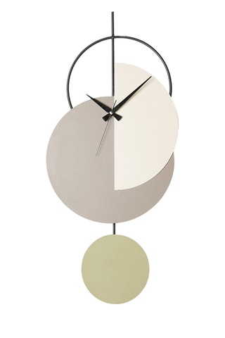 Horloge murale Madeco - 68 x 31 cm - Beige et gris