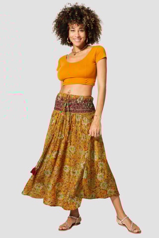 Vestido estilo patinadora - Laranja - Verde, amarelo e laranja