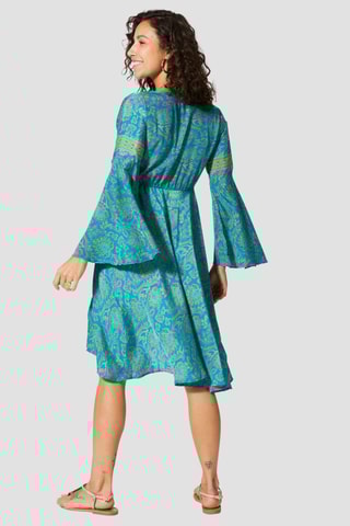 Vestido - Turquesa - Amarelo