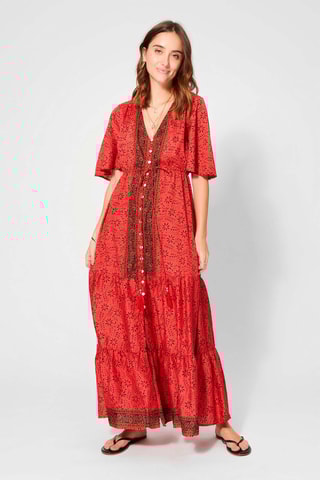 Vestido comprido Vermelho e preto - Vermelho e preto