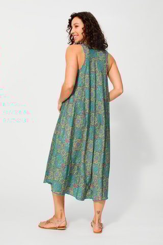 Vestido trapézio Turquesa e verde-claro - Bege, azul e verde