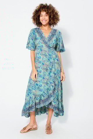 Vestido traçado comprido - Azul