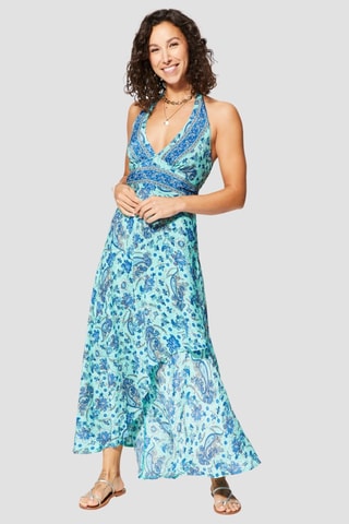 Vestido comprido - Azul - Branco e azul