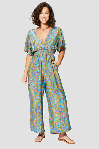 Macacão - Verde e turquesa - Verde e azul