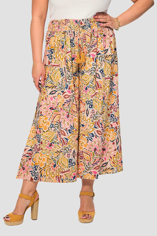 Calças - Cru e mostarda - Azul