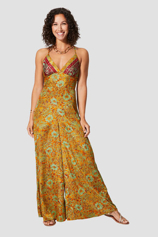 Macacão - Dourado e laranja  - Castanho e laranja