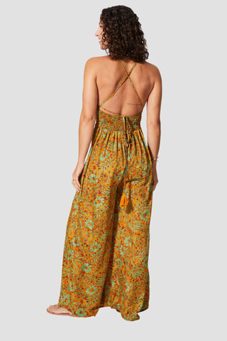 Macacão - Dourado e laranja  - Castanho e laranja