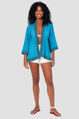 Quimono - Azul - Azul e castanho