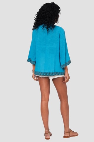 Quimono - Azul - Azul e castanho