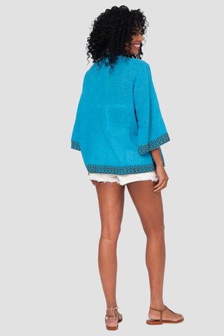 Quimono - Azul - Azul e castanho