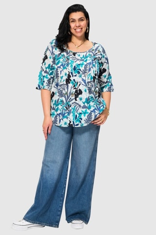 Túnica - Bege - Preto e azul