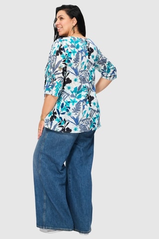 Túnica - Bege - Preto e azul