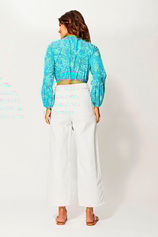 Top Turquesa e creme - Bege e azul