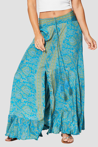 Saia comprida - Turquesa e amarelo - Branco, azul e amarelo