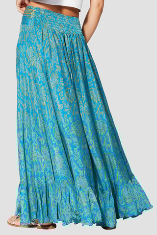 Saia comprida - Turquesa e amarelo - Branco, azul e amarelo