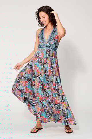 Vestido comprido Azul e rosa - Azul e rosa