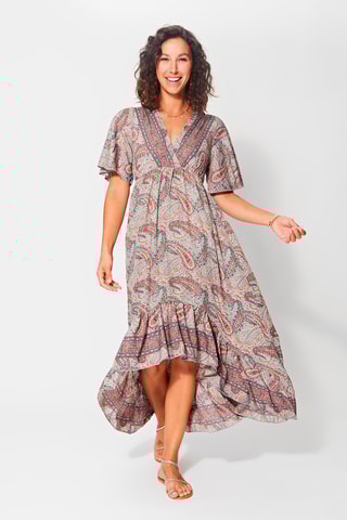 Vestido comprido Cinzento e rosa - Rosa e cinzento