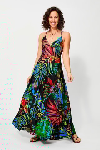 Vestido comprido Preto e vermelho - Preto e vermelho