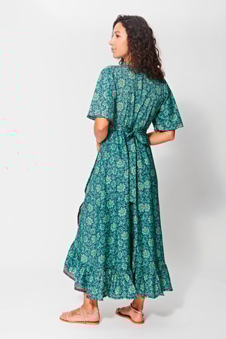 Vestido traçado - Azul e verde - Azul, verde e rosa