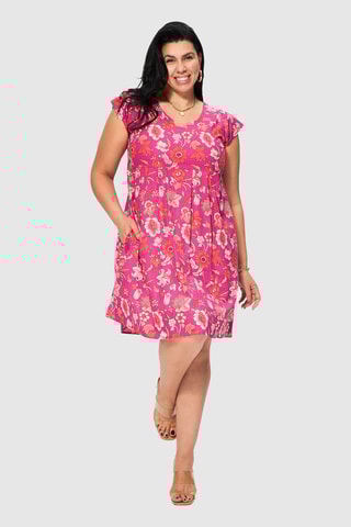 Vestido estilo patinadora - Rosa - Vermelho e rosa
