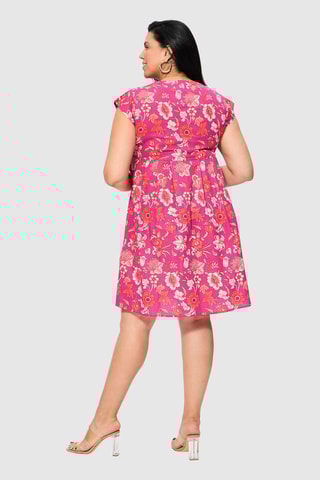 Vestido estilo patinadora - Rosa - Vermelho e rosa